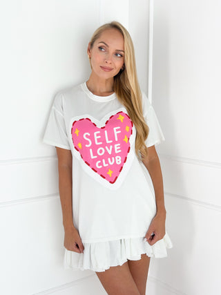 Marškinėliai SELF LOVE CLUB Balta