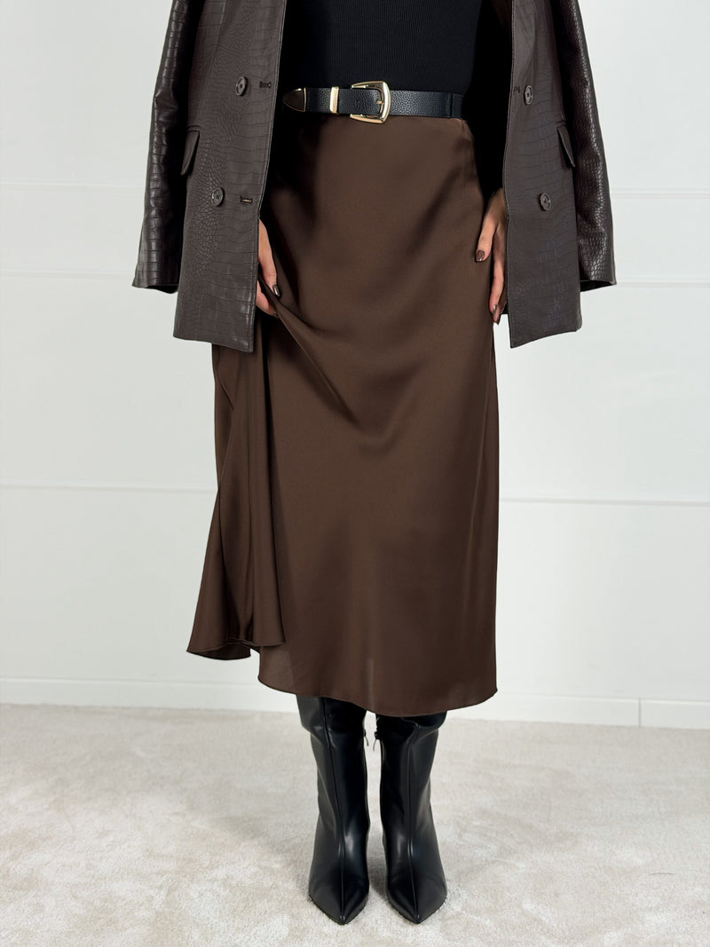 Moteriškas itališkas satino sijonas JENARO Ruda