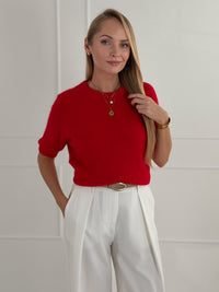 Moteriškas itališkas megztinis su baby alpakos vilna BARTOLO Raudona