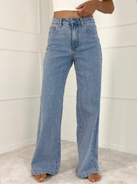 Moteriški platėjantys džinsai aukštu juosmeniu HARTLEY Mėlyna