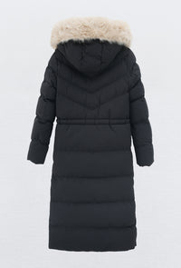 Moteriška ilga žieminė striukė su gobtuvu LUCHO Juoda