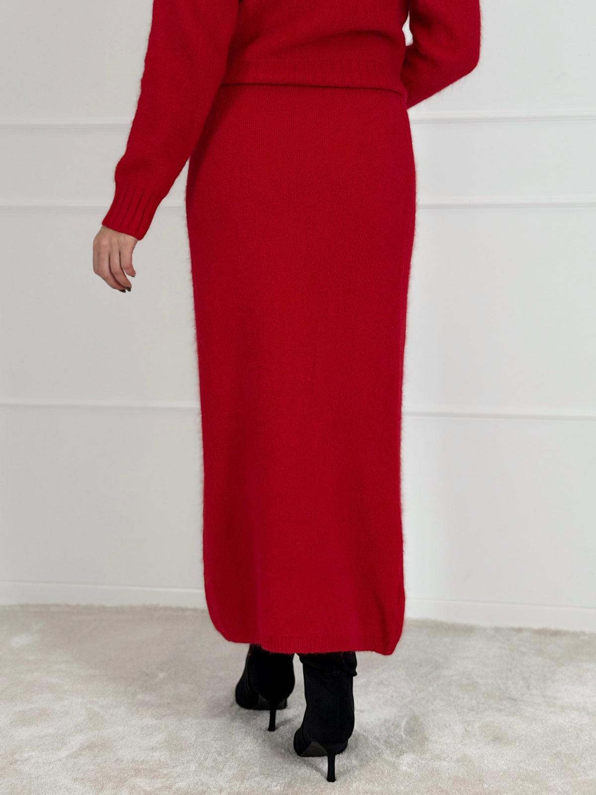 Moteriškas megztas sijonas su vilna LUCETTA Raudona