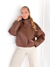 Moteriškas eko odos švarkas NICOLE Ruda