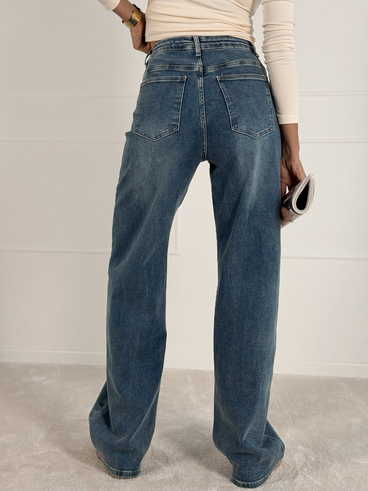 BARREL modelio moteriški džinsai AYLEN Mėlyna