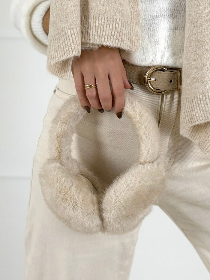 Moteriškos šiltos žieminės ausinės NOX Kreminė