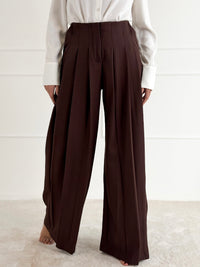 Moteriškos plačios klasikinės kelnės MADHU Ruda