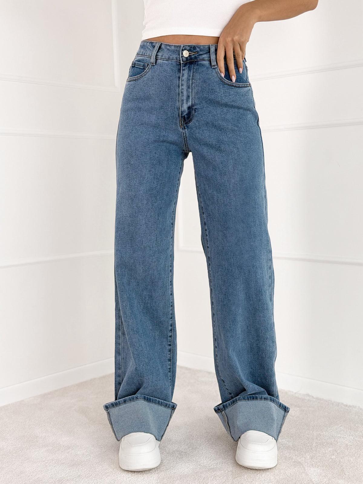 DAD FIT moteriški džinsai JACKY Mėlyna