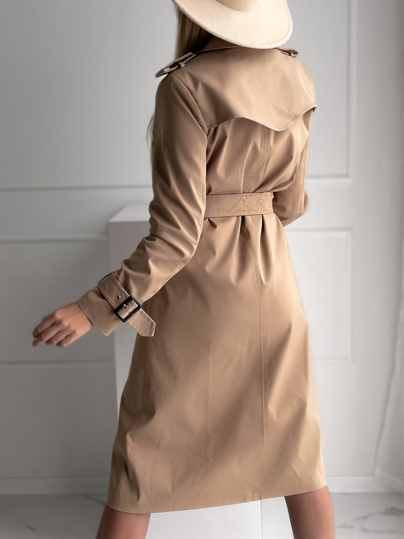 Moteriškas ilgas rudeninis paltas su diržu ROXY