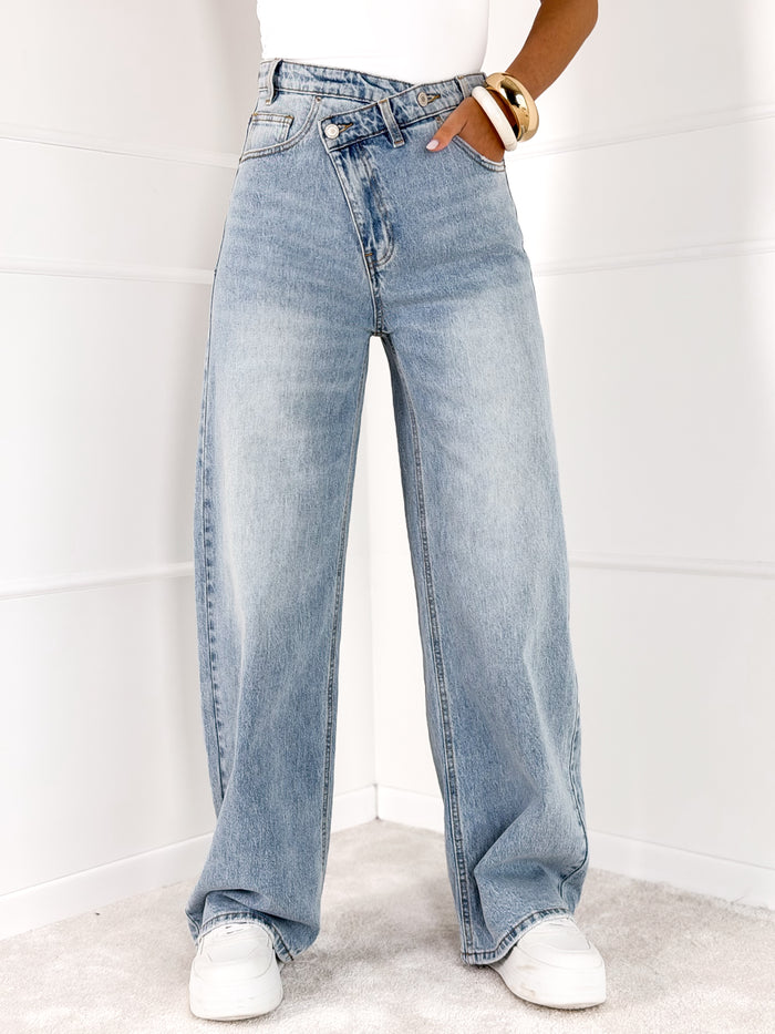 Moteriški platėjantys džinsai MELISSA Mėlyna