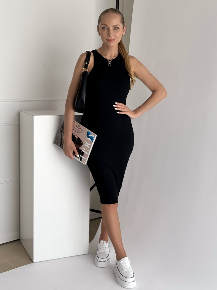 Moteriška medvilninė suknelė GISELLE Juoda