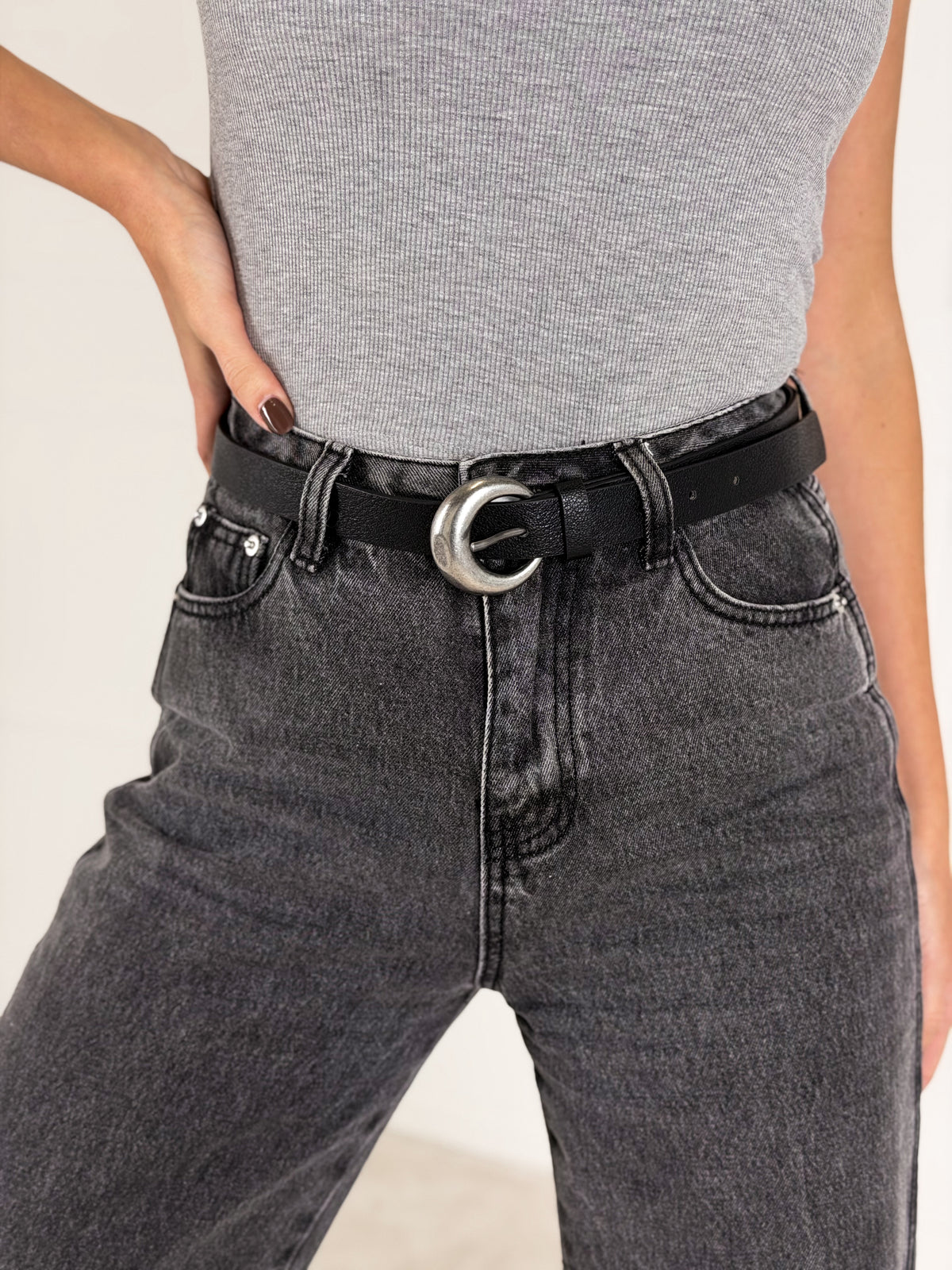 Eko odos moteriškas diržas JACE Juoda/Sidabrinė