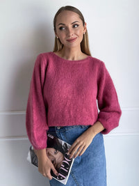 Moteriškas itališkas moheros vilnos megztinis OLIVIA Rožinė