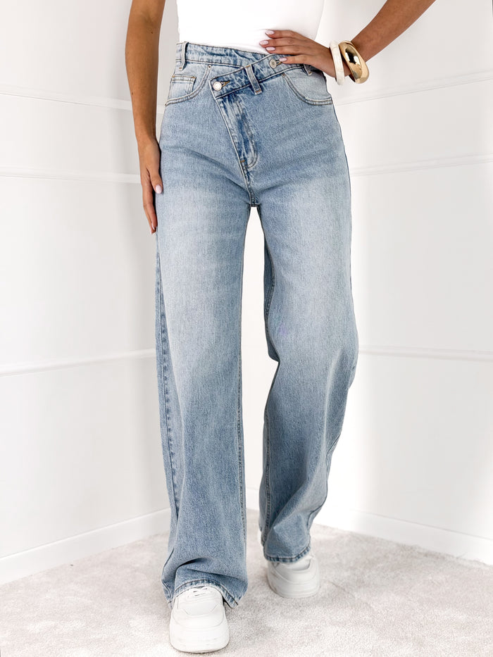 Moteriški platėjantys džinsai MELISSA Mėlyna