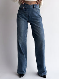 LOOSE STRAIGHT LOW WAIST moteriški džinsai BROCK Mėlyna