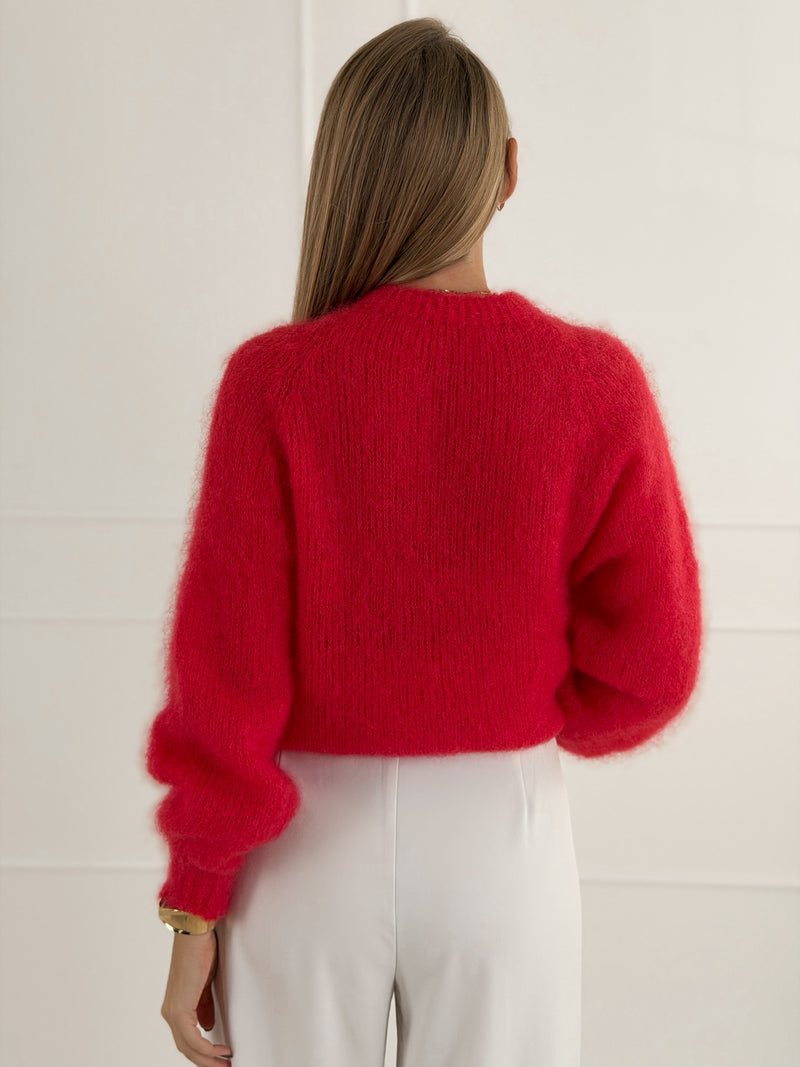 Moteriškas itališkas moheros vilnos megztinis FELICIA Raudona