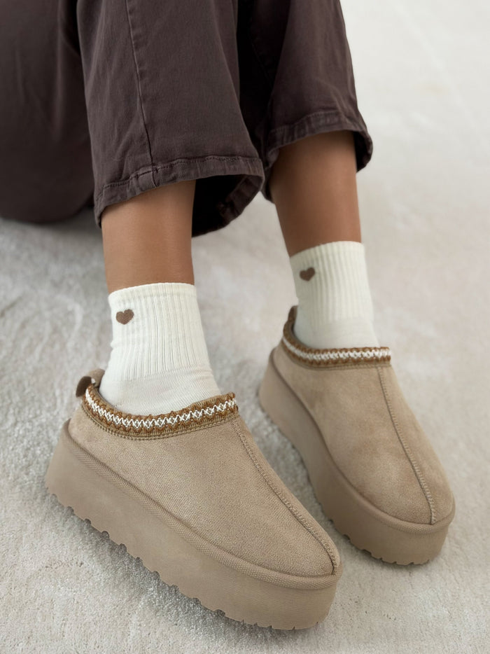 Moteriški UGG stiliaus aulinukai su platforma HOLLIS Kreminė