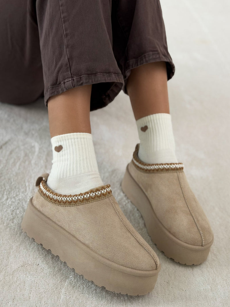 Moteriški UGG stiliaus aulinukai su platforma HOLLIS Kreminė