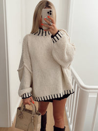 Moteriškas minkštas megztinis su vilna GRACE Kreminė