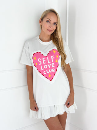 Marškinėliai SELF LOVE CLUB Balta