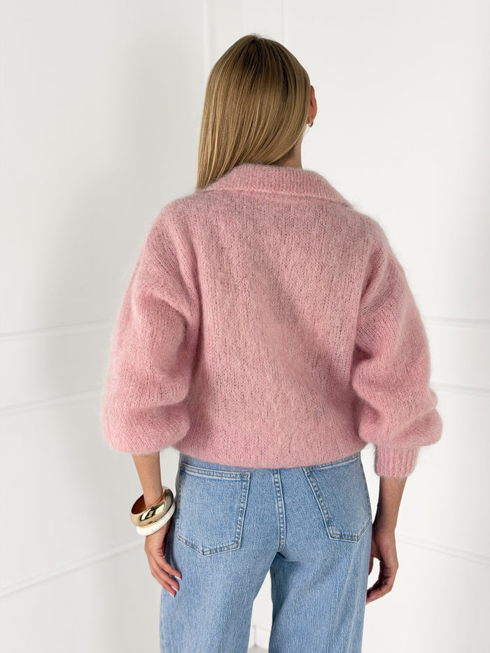 Moteriškas itališkas moheros vilnos megztinis RAYANA Rožinė