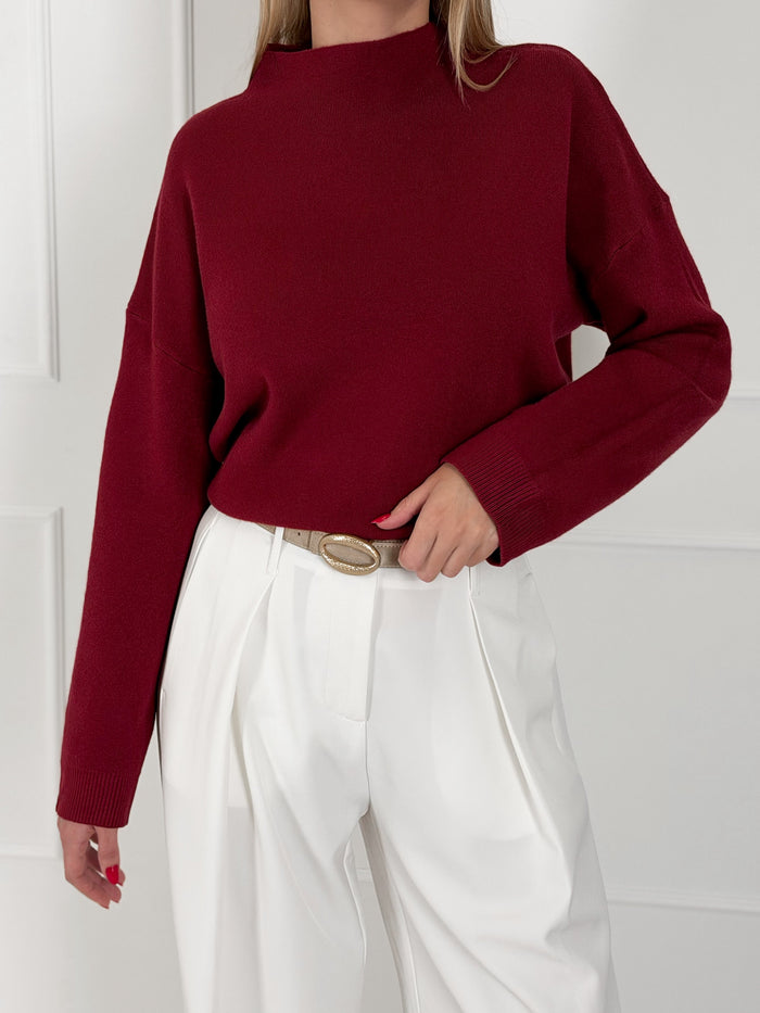 Moteriškas viskozės megztinis FREDDY Bordo