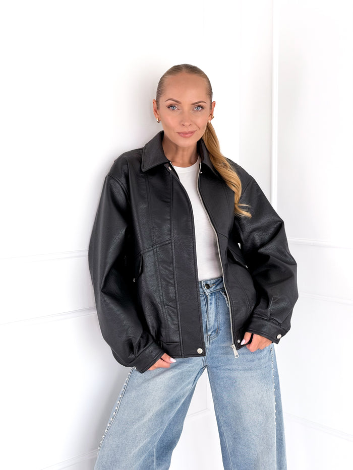 Moteriškas eko odos švarkas WILEY Juoda