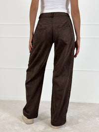 Moteriškos veliūrinės kelnės GAYLA Tamsiai ruda