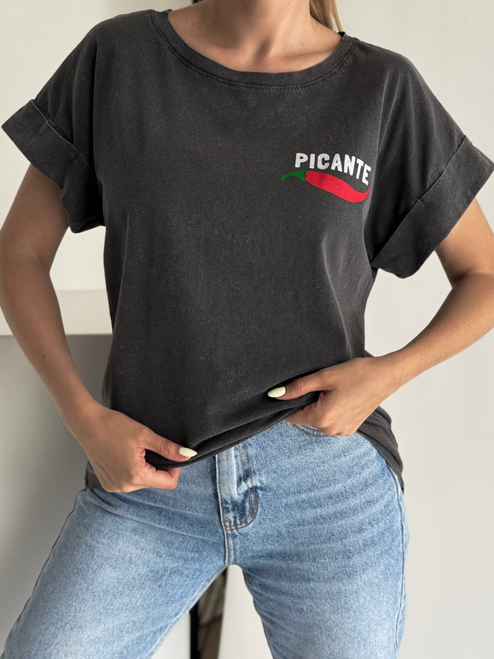 Moteriški medvilniniai marškinėliai PICANTE Pilka