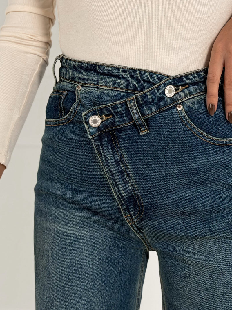 Moteriški platėjantys džinsai RAYEN Mėlyna