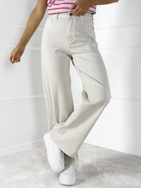 DAD FIT moteriški džinsai SEBASTIAN Kreminė