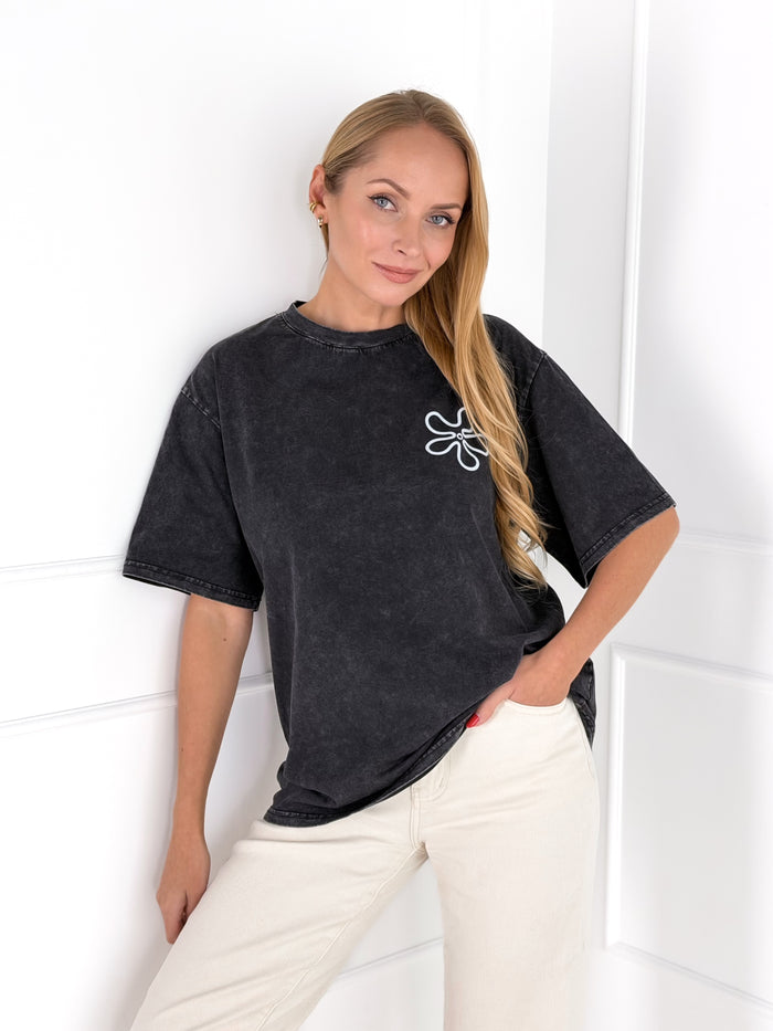 Moteriški medvilniniai marškinėliai FREESIA Juoda