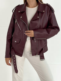 Moteriškas eko odos švarkas OLSON Bordo