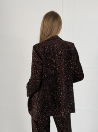 Moteriškas blizgus šventinis švarkas GLITTER Ruda