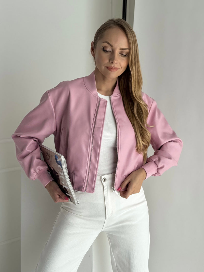 Moteriškas eko odos švarkas SCARLETT Rožinė