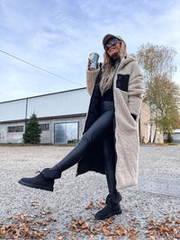 Moteriška dvipusė pašiltinta ilga striukė su gobtuvu STELLAN Juoda
