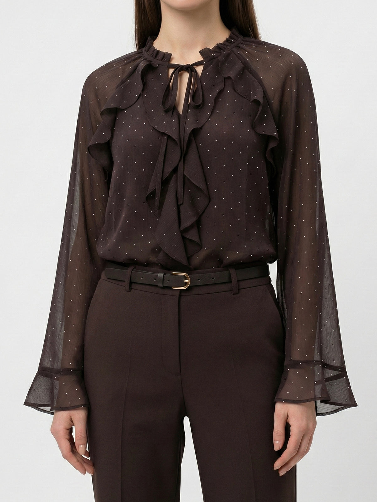 Moteriška blizgi palaidinė JOYCE Tamsiai ruda