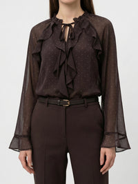 Moteriška blizgi palaidinė JOYCE Tamsiai ruda