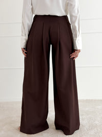 Moteriškos plačios klasikinės kelnės MADHU Ruda