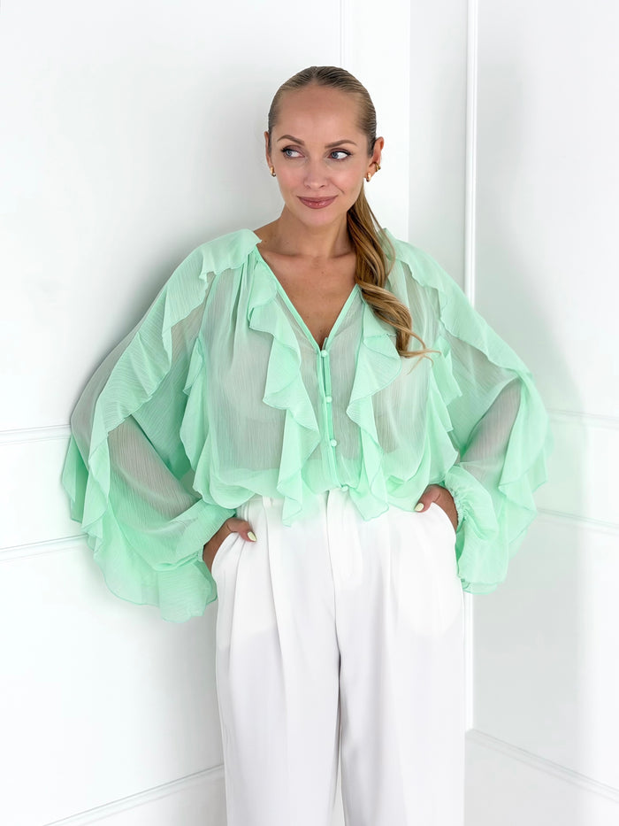 Moteriški marškiniai CECILIE Mėtinė