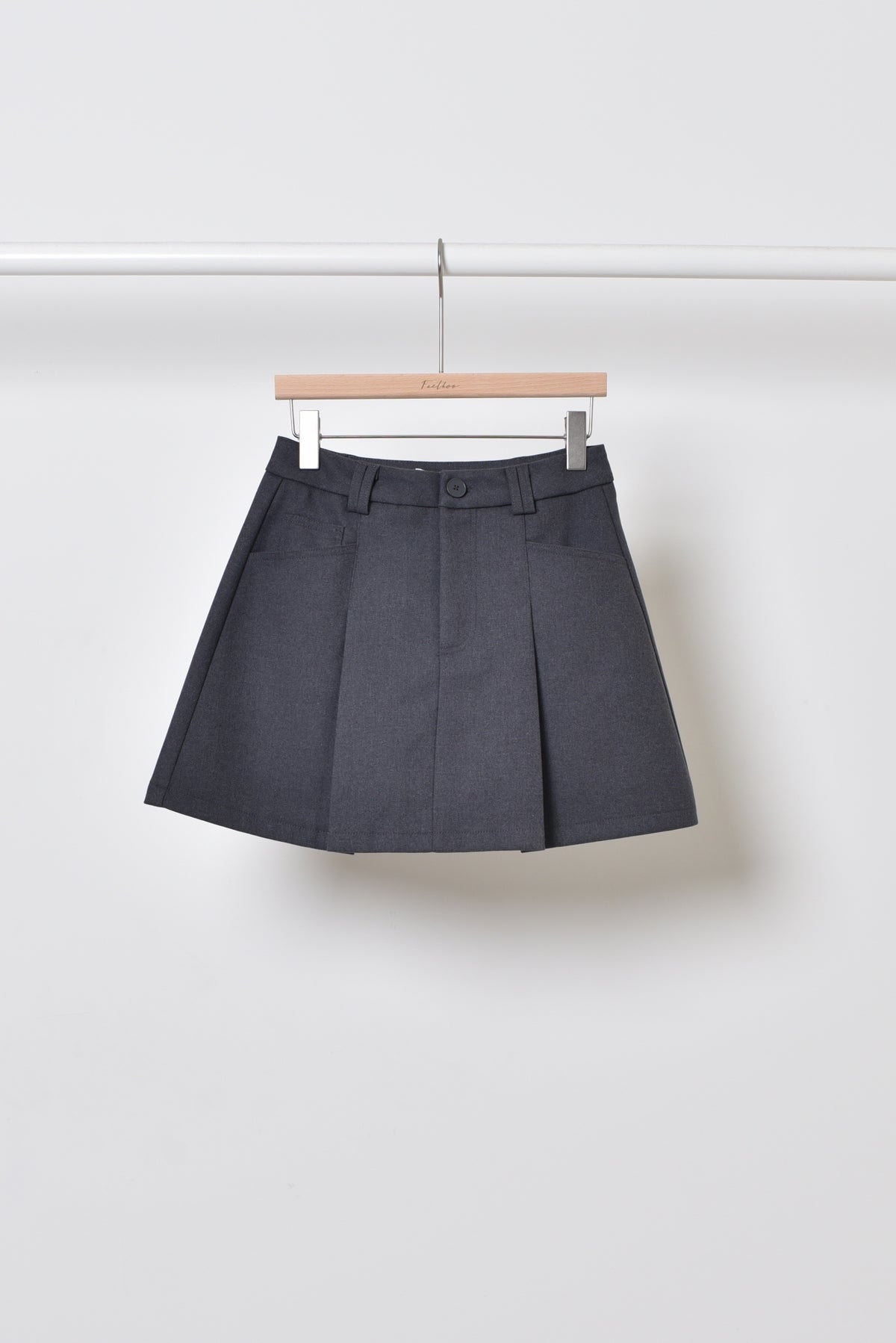 Moteriškas klostuotas sijonas su šortais CAROLA Pilka