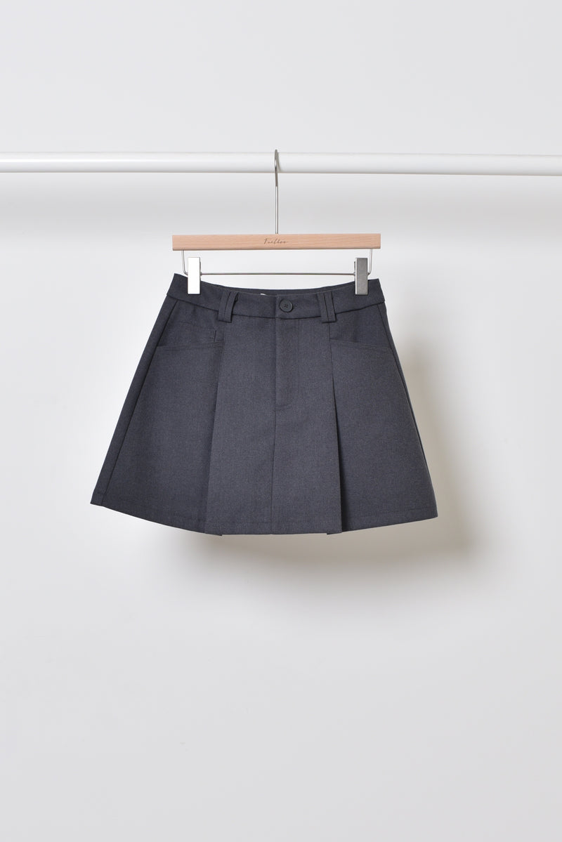 Moteriškas klostuotas sijonas su šortais CAROLA Pilka