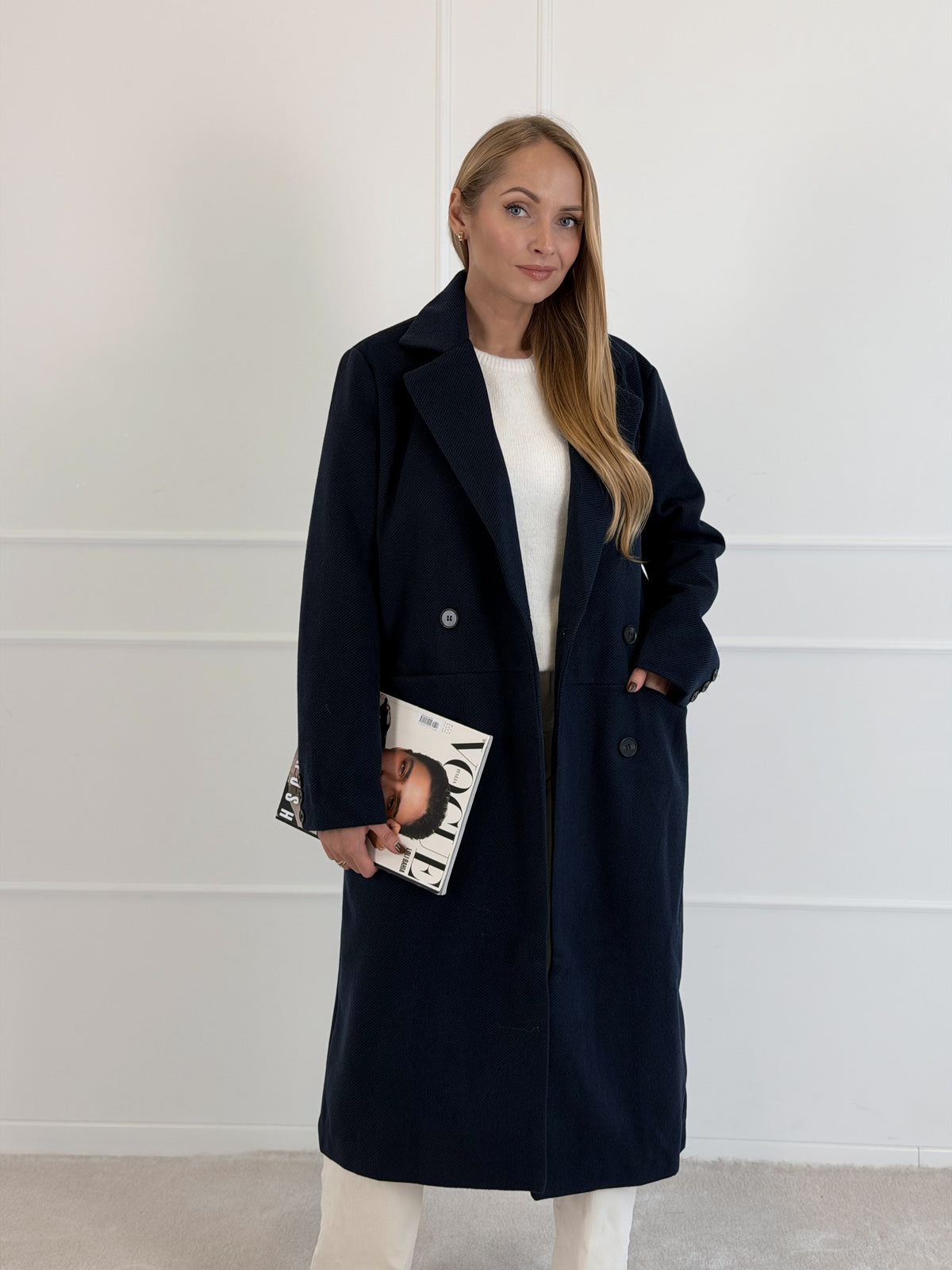 Moteriškas ilgas paltas MIGUEL Tamsiai mėlyna