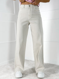 DAD FIT moteriški džinsai SEBASTIAN Kreminė