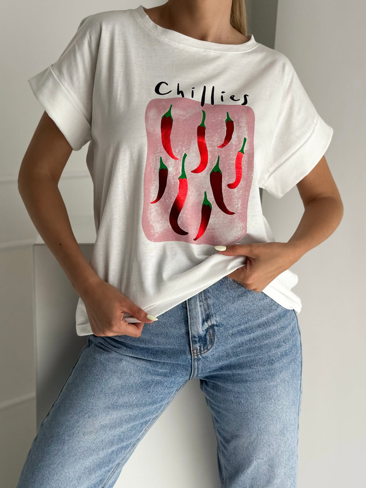 Moteriški medvilniniai marškinėliai CHILLIES Balta