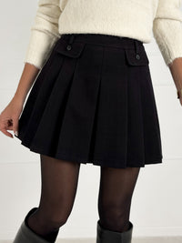 Moteriškas klostuotas sijonas su šortais TABITHA Juoda