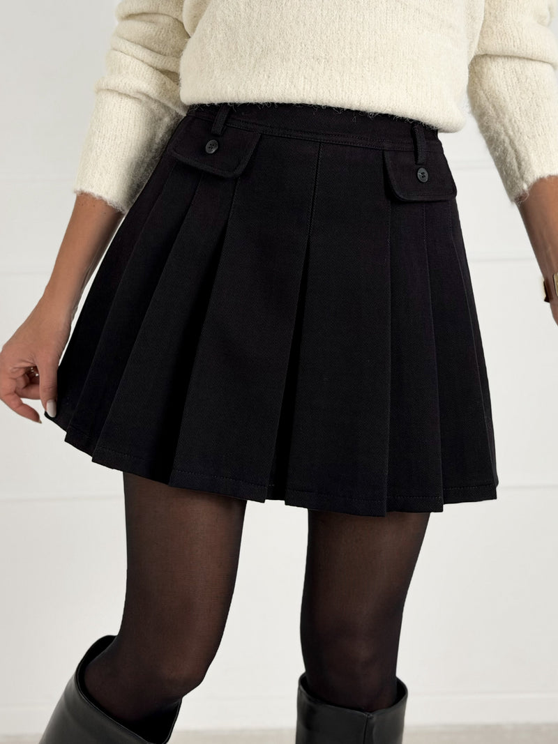 Moteriškas klostuotas sijonas su šortais TABITHA Juoda