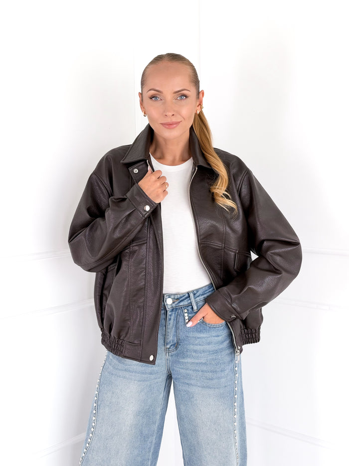 Moteriškas eko odos švarkas WILEY Ruda