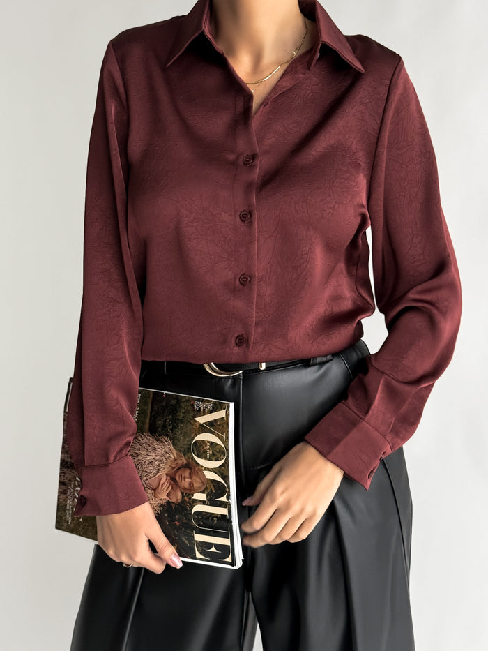 Moteriški elegantiški marškiniai CALLAN Bordo
