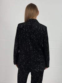 Moteriškas blizgus šventinis švarkas GLITTER Juoda