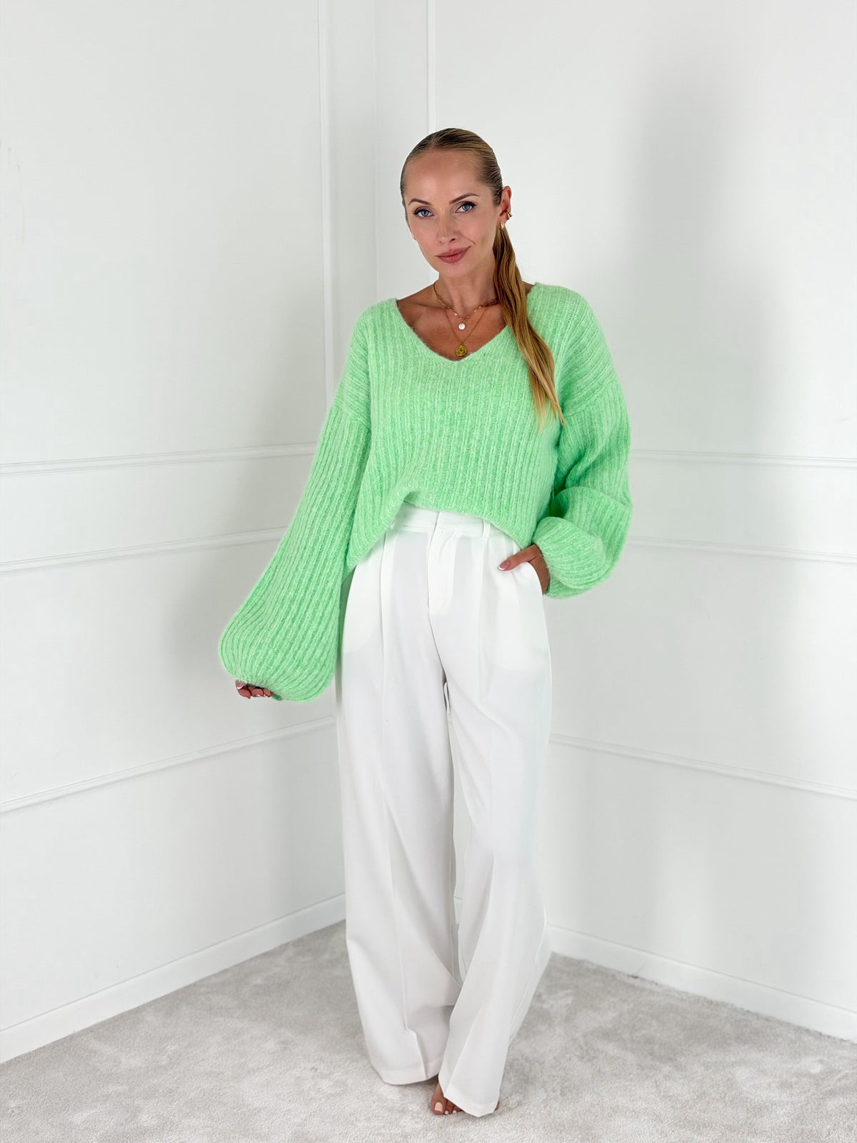 Moteriškas megztinis su vilna LUTHER Mėtinė